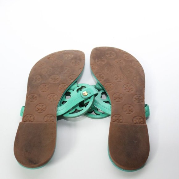 Tory Burch Miller Slip On Logo Sandals Teal Women's Size 7 *Read* H13062 - Picture 4 of 12